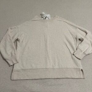 Aerie Womens‎ Oversized Open Back Bow Sweatshirt Oatmeal Heather XS Long Sleeve